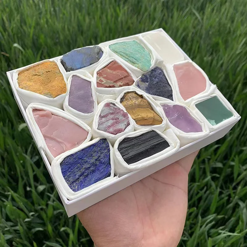 Various Of Crystals Quartz Block Natural Amethyst Rose Quartz Reiki Healing Mineral Specimens Stones With Box