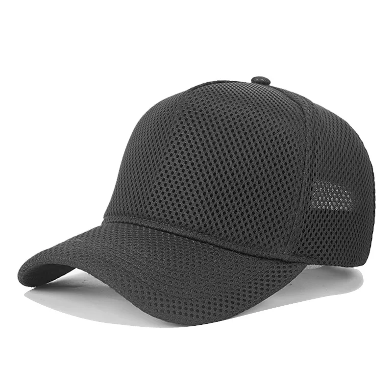Custom 100% Acrylic Polyester Mesh Fabric Black Sports Hat 5 Panel For Fitted Blank Baseball Cap