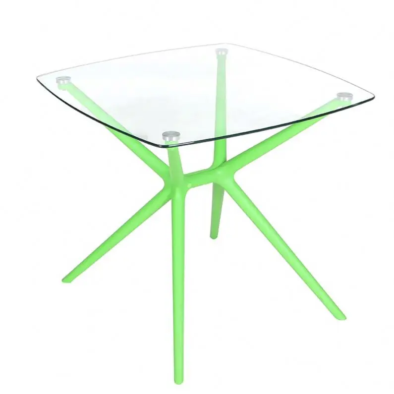 Бесплатный образец, Обеденная Мебель, стеклянный стол, дешевый обеденный стол с пластиковой рамкой, распродажа