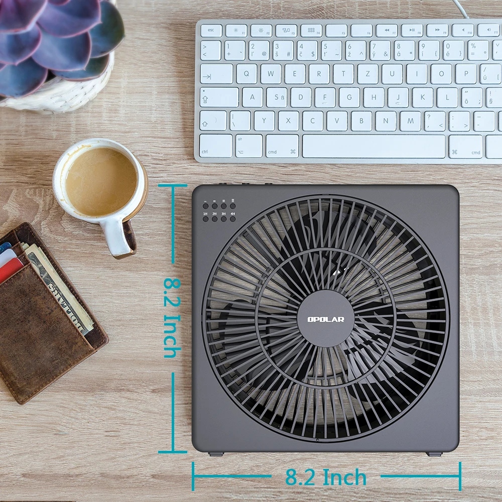 OPOLAR 8 Inch Low Noise Mini Desk Fan with Timer Portable USB Powered Electric Fan Air Cooling Small Stand Table Fans