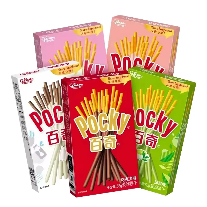 Wholesale 35g Fruit Flavor Pocky Biscuits Cream Chocolate Milk Flavored Cookie Sticks Sweet Tasty Sugary Snacks in Boxes