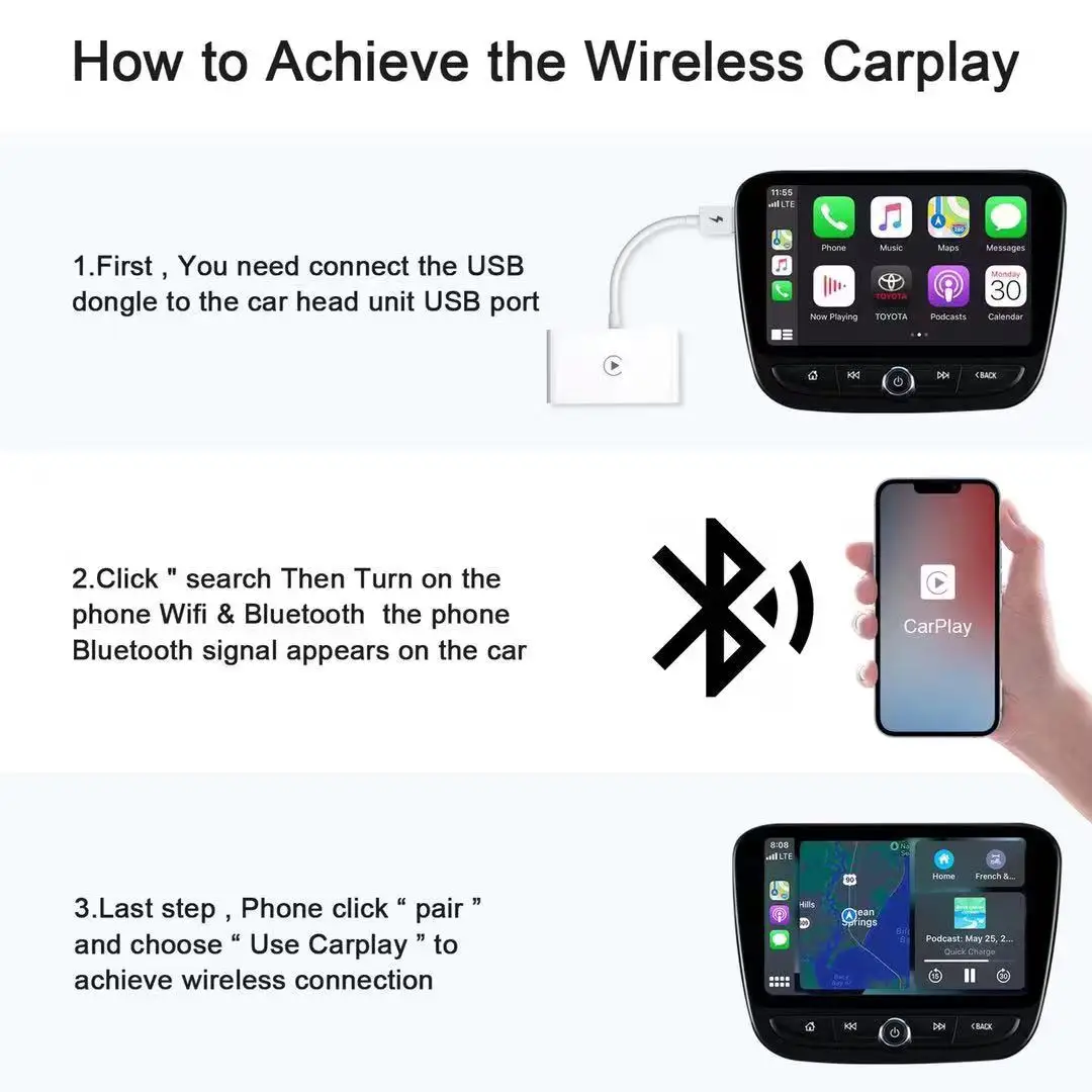 High Quality Portable Wireless Carplay Dongle for iPhones Wireless Carplay AI Box