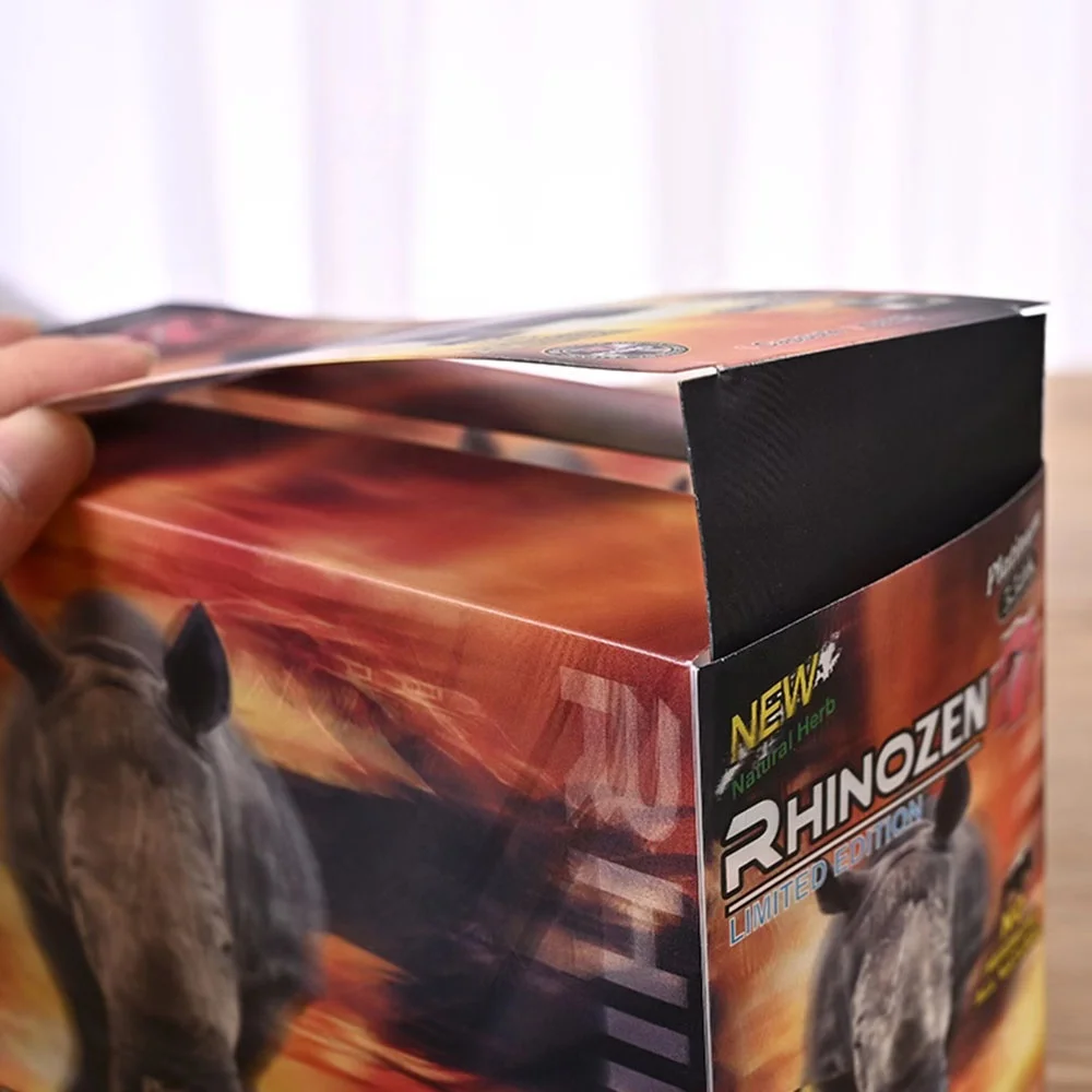 Фабричные таблетки Rhino для увеличения пениса повышения мужской сексуальной активности индивидуальный логотип карта с 3d-эффектом пластиковая коробка упаковка