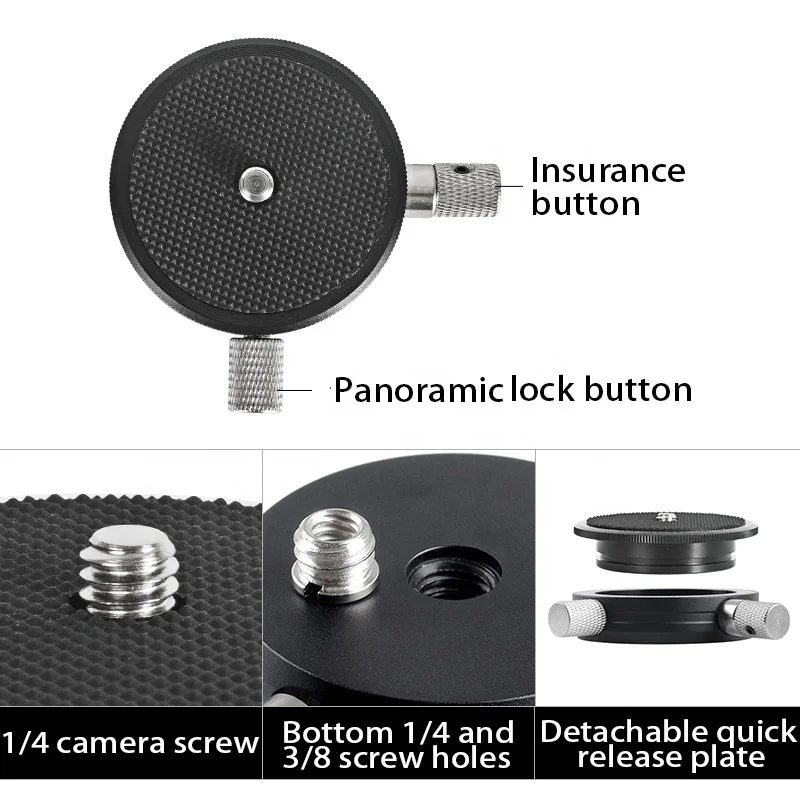 
BEXIN Universal dslr camera tripod accessories portable Panoramic Swivel 360 Degree Horizontal rotation photography head Mount 