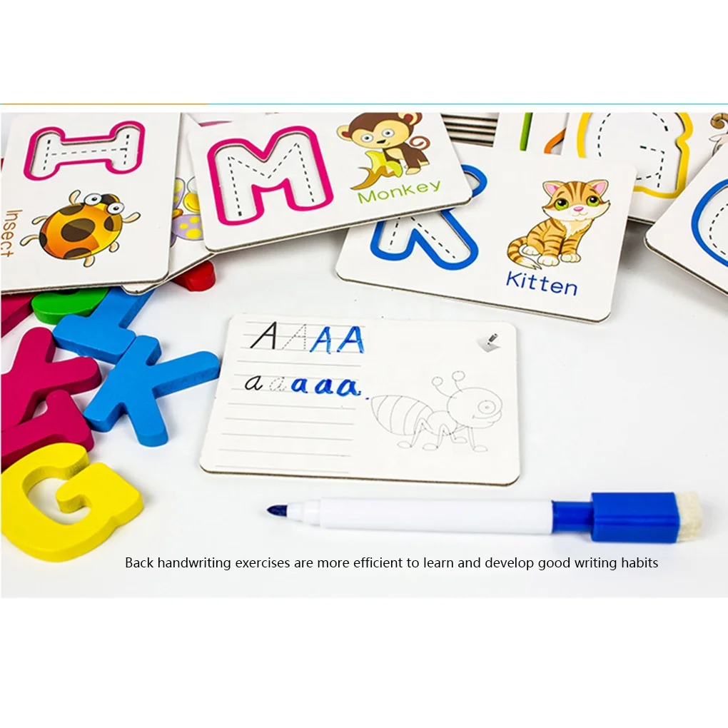 Kids Alphabet Letter Learning Cards Set 26 English Letters Spelling Card Baby Preschool Early Word Cognitive Toys
