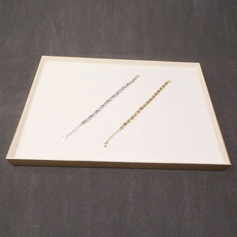 New Arrival Metal Frame Luxury Microfiber PU Tray Necklace Display Large Capacity Jewelry Tray