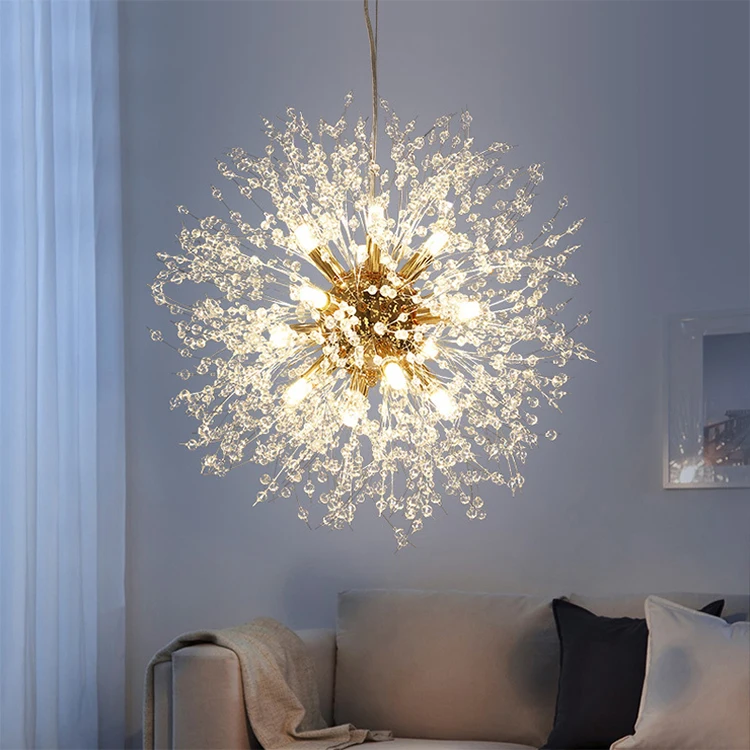  Modern Creative Coffee Shop Living Room Crystal Dandelion Led Hanging Pendant