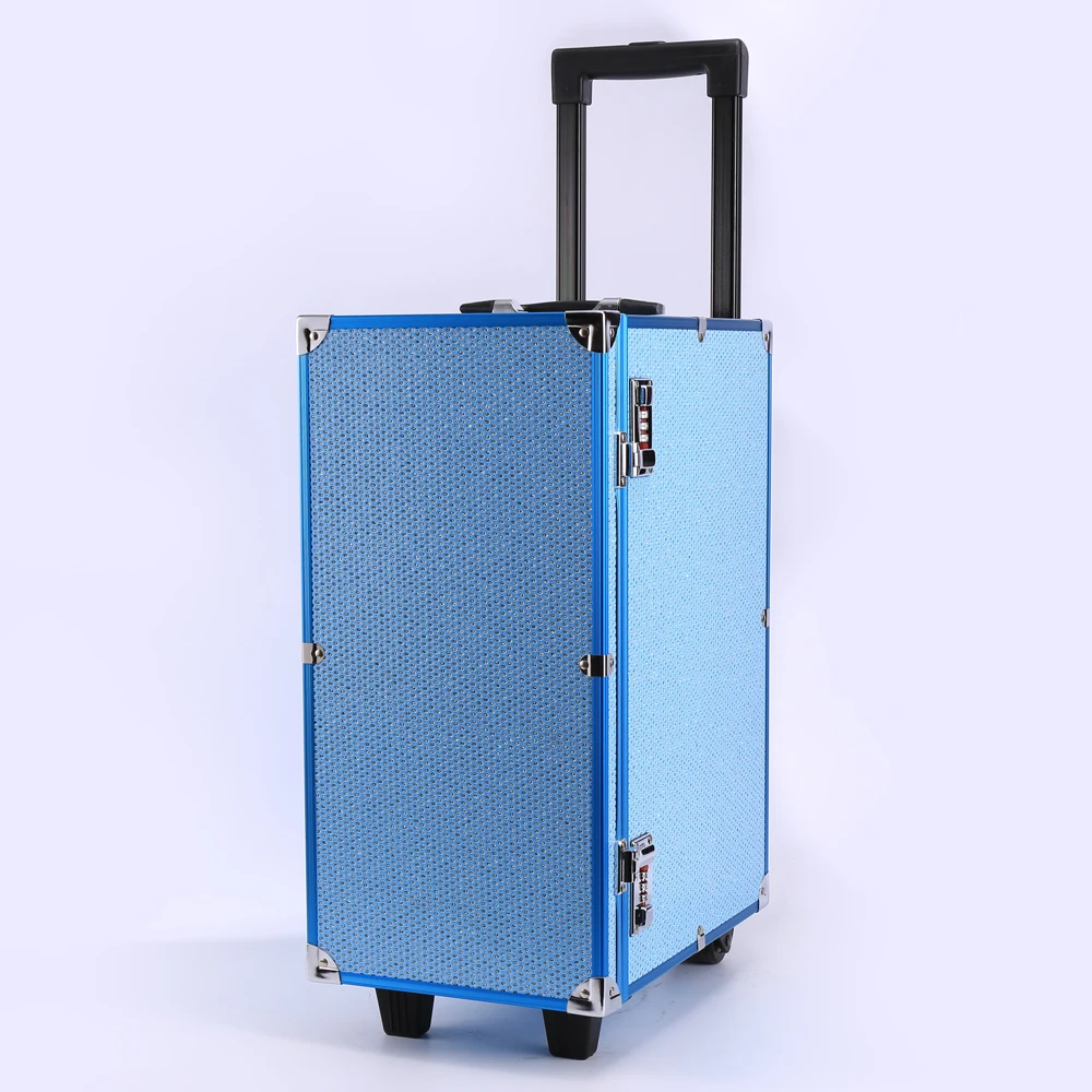 Вращающийся футляр для ювелирных изделий с лотками, футляр для ювелирных изделий на колесиках для продавца с ящиками, алюминиевый футляр для ювелирных изделий с колесиками