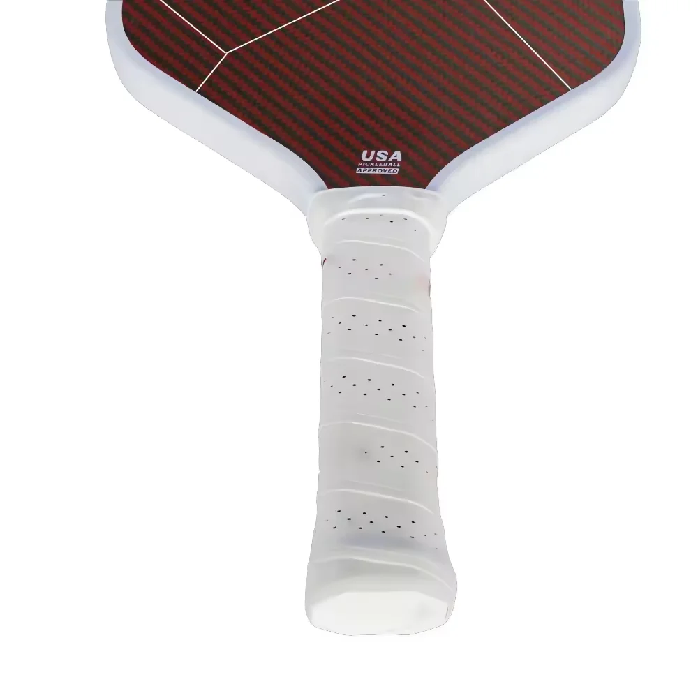 Rough surface 16.3in red Kevler thermoformed Pickleball paddle 16mmPP honeycomb core carbon fiber Pickleball paddle