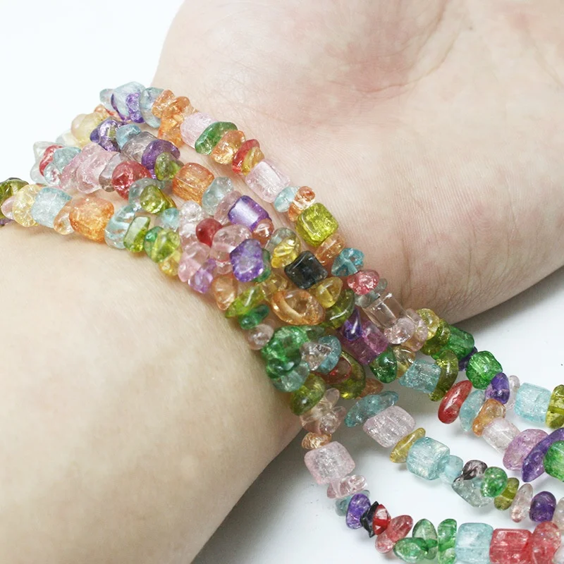 Hot selling 80CM Natural Crystal Gravel Beads Semi Finished Gem Stone Chips Loose Beads for Jewelry Making DIY Bracelet