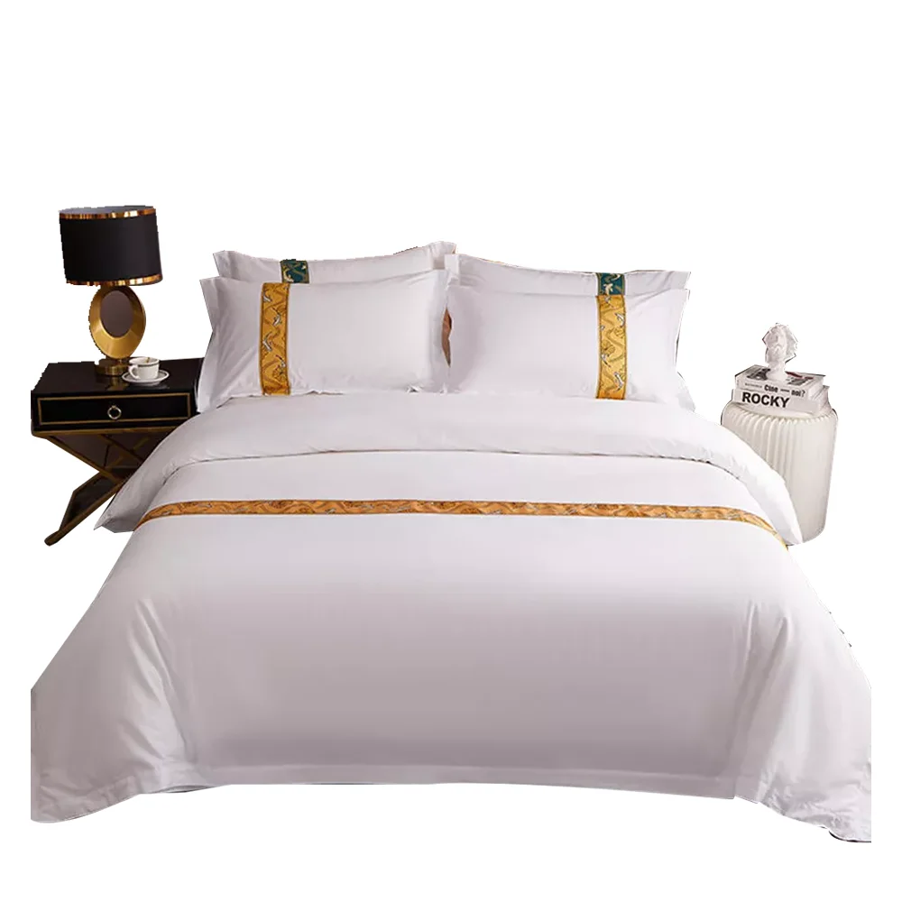 Comfort Soft 100% Cotton White Home Duvet Cover 4pcs King Size Hotel Bedding Set
