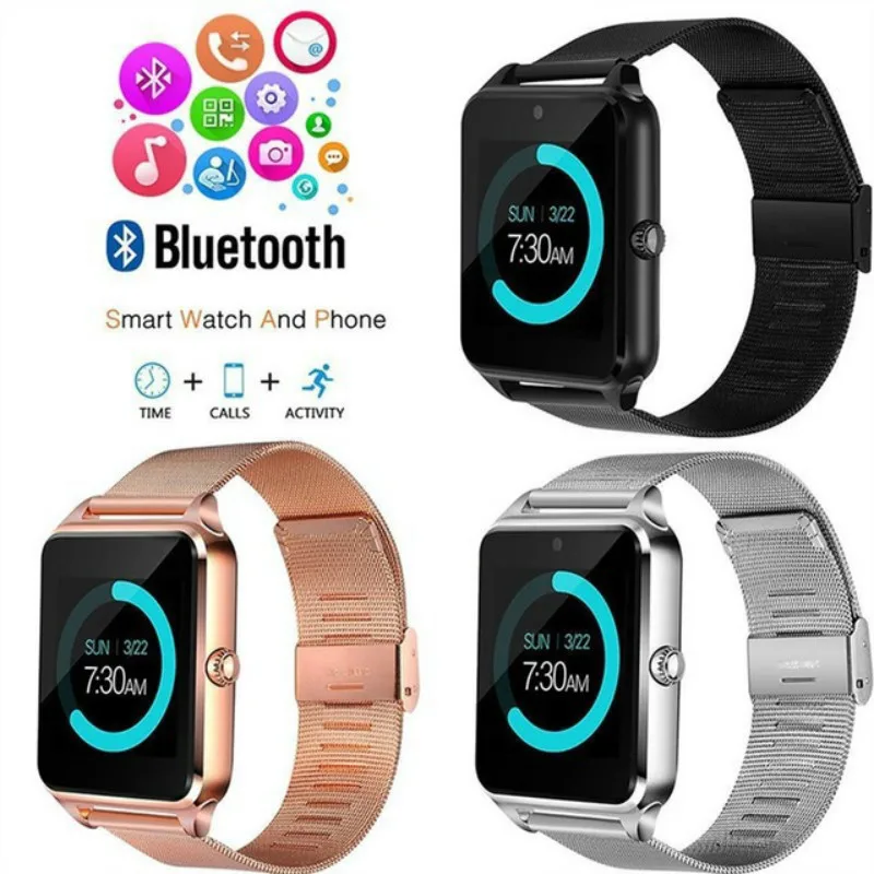 GT08 Plus Metal Strap Z60 Smartwatch Wrist Smartwatch Support Sim TF Card For iPhone & Android Watch