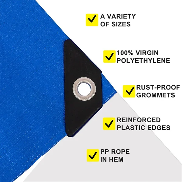 YRH Factory Waterproof Truck Roof Camping PE Concrete Blanket Multipurpose Usage Waterproof Poly Tarps Roll