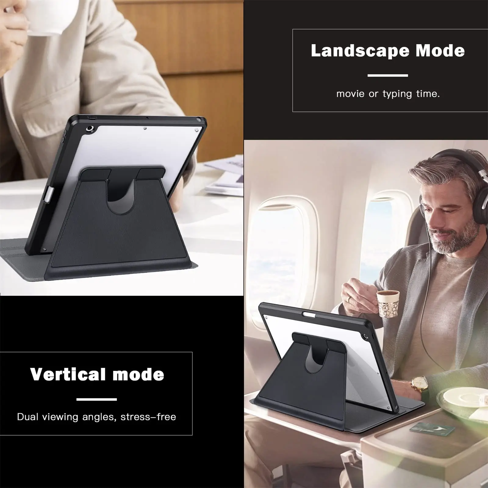 360 Rotating Case for iPad 10.2 Inch 9th 8th 7th Generation 2021 2020 2019 Pencil Holder Transparent Back Slim Auto Smart Cover