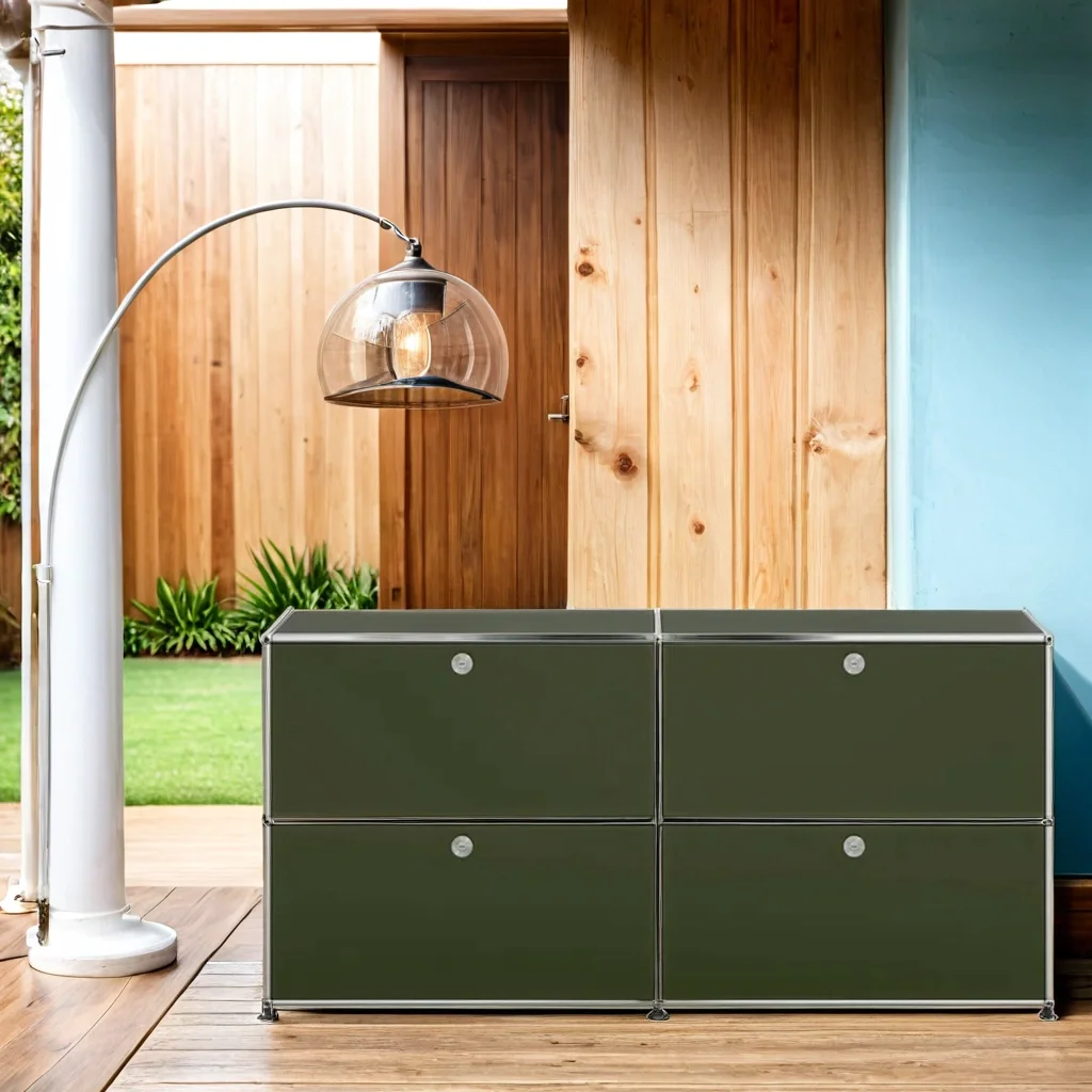 USM modular sideboard furniture office desk and cabinet set 4 doors steel with safe locker white sideboards