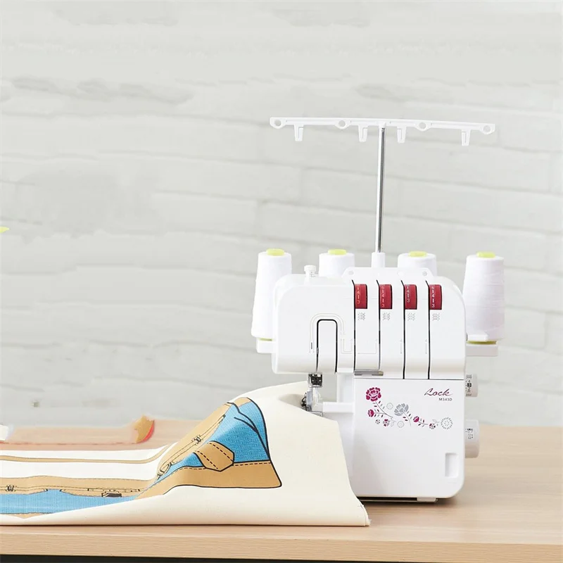 Home Sewing Machine Three Thread Four Thread Semi Automatic Double Needle LED Sewing Lighting Overlock Sewing Machine