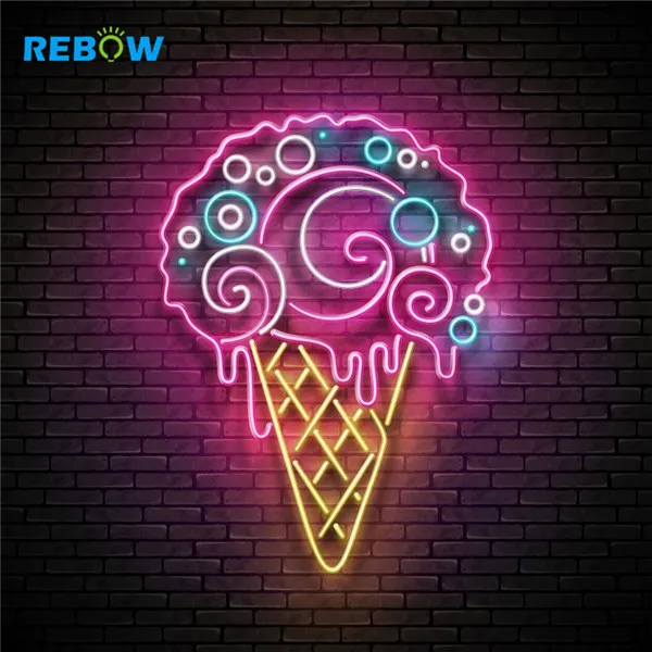 Custom Acrylic LED RGB Neon Flex Strip 12V Logo Sign Lights Ice Cream Neon Sign Custom Advertising LED Neon Signs