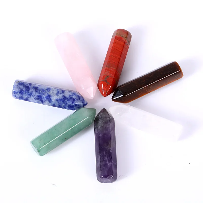 Natural Single-Pointed Hexagonal Quartz Pillar Naked Stone Amethyst Powder Crystal Gemstone Bullet Head Yoga Energy Enhancement
