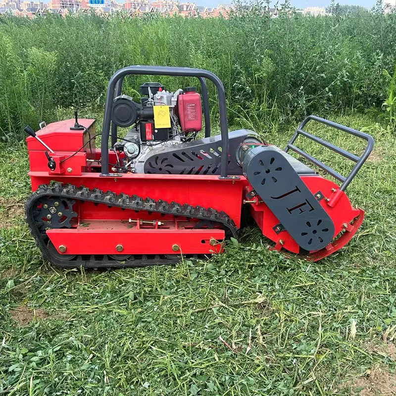 Big Power Diesel engine Small Robot Grass Cutter Cutting Width 80cm 100cm 120cm Remote Control Crawler Lawn Mower Flail mower