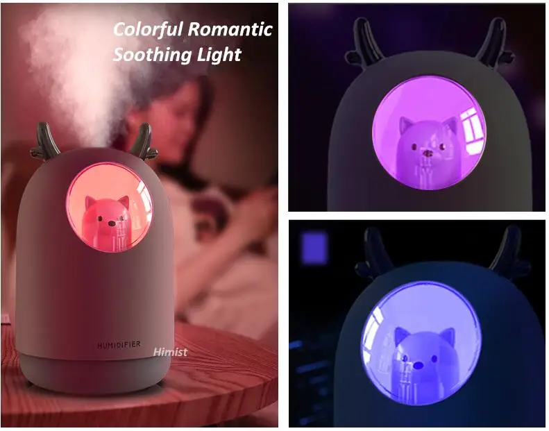 
Mini USB Table Air Humidifier with ColorFul LED Lamp 300ML Tank Essential Oil Humidifier Ultrasonic Cool Mist Diffuser 