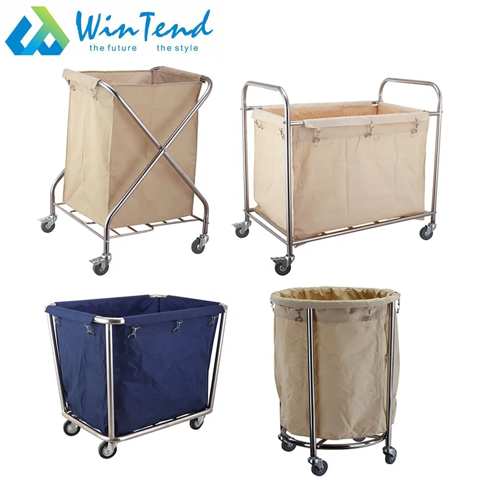 Commercial Hotel Stainless Steel Laundry Linen Trolley For Collecting Dirty Clothes