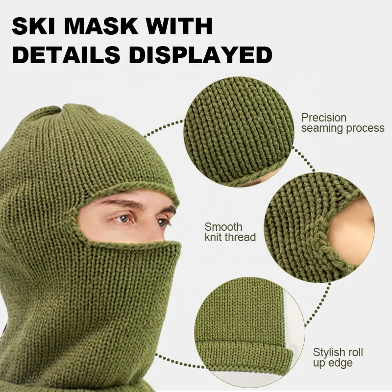 BSCI 1 Hole Fold Winter Mask Cotton Balaclava Custom Cheap Balaclavas with Full Wholesale High Quality Knit Custom Ski Mask