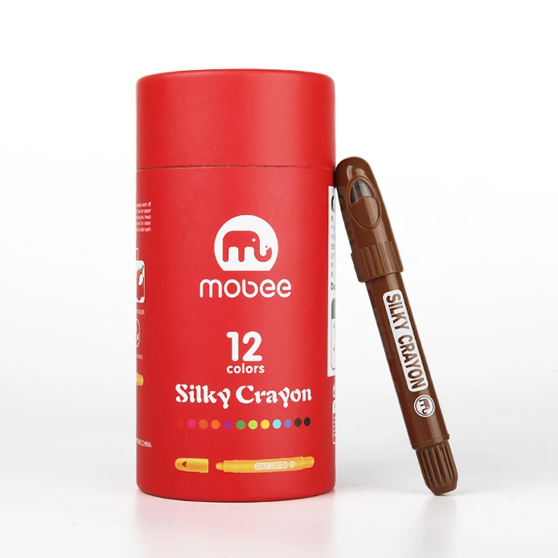 Mobee P001T12 12 видов цветов нетоксичный моющийся мелок для рисования гладко красочный скрученный шелковистый детей
