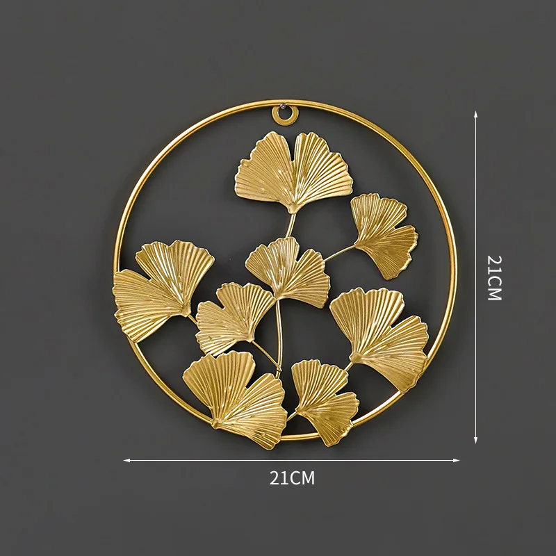 Wholesale metal light luxury Ginkgo leaf leaves living room wall hanging wall decoration creative wall pendants
