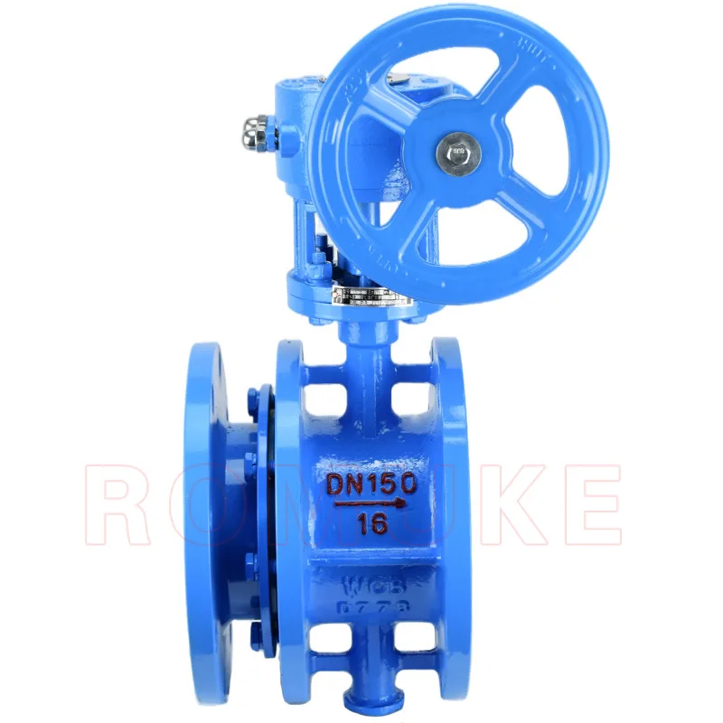 Cast steel worm gear flange telescopic butterfly valve