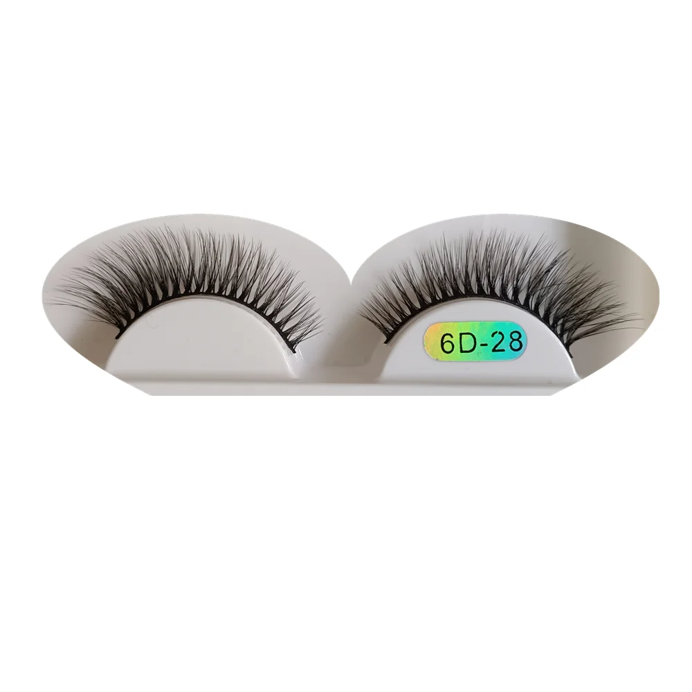 6D28 Double 3D Silk Faux Mink Eye Lashes False Custom Lashes Synthetic Customized Natural Eye Lashes Wholesale