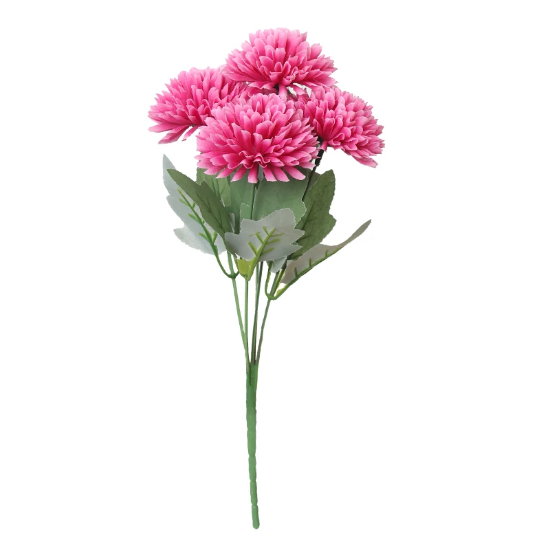 LY-51476 Factory Manufacturer 5 Head Chrysanthemum Bunch Artificial Flower Bouquet