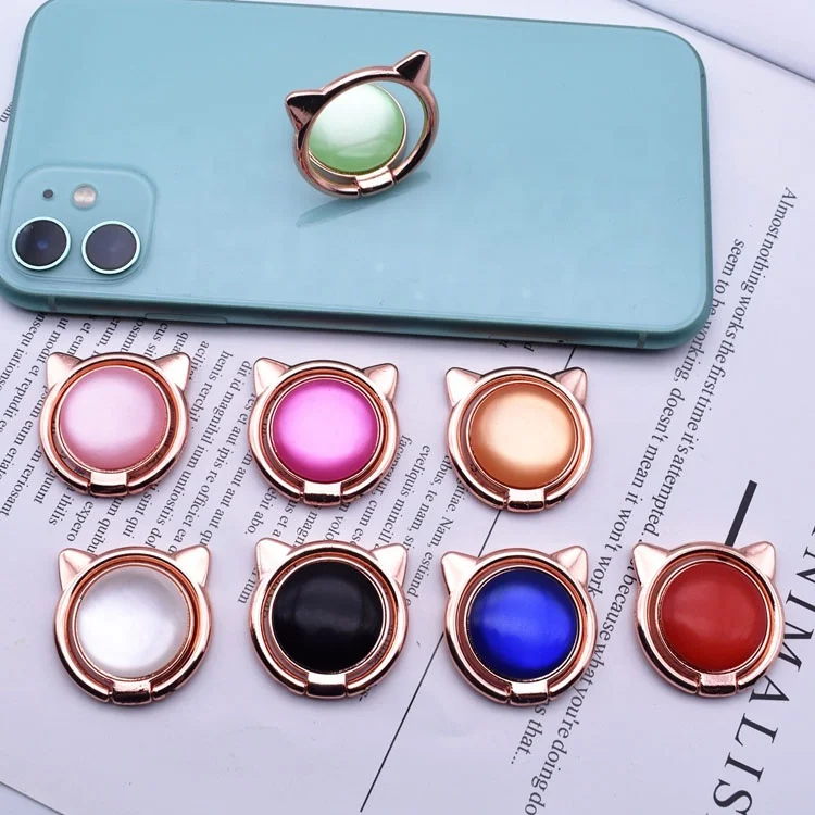 Metal Cat Head Mobile Phone Ring Buckle Little Devil Mobile Phone Holder Grip