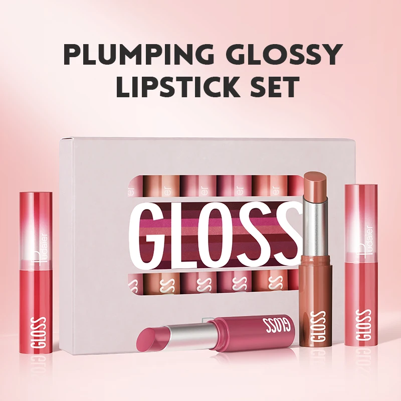 OEM Custom Logo 8colors Creamy Texture Moisturizing Lasting Plumping Glossy Lipstick Set Private Label Non-sticky Vegan Lipstick