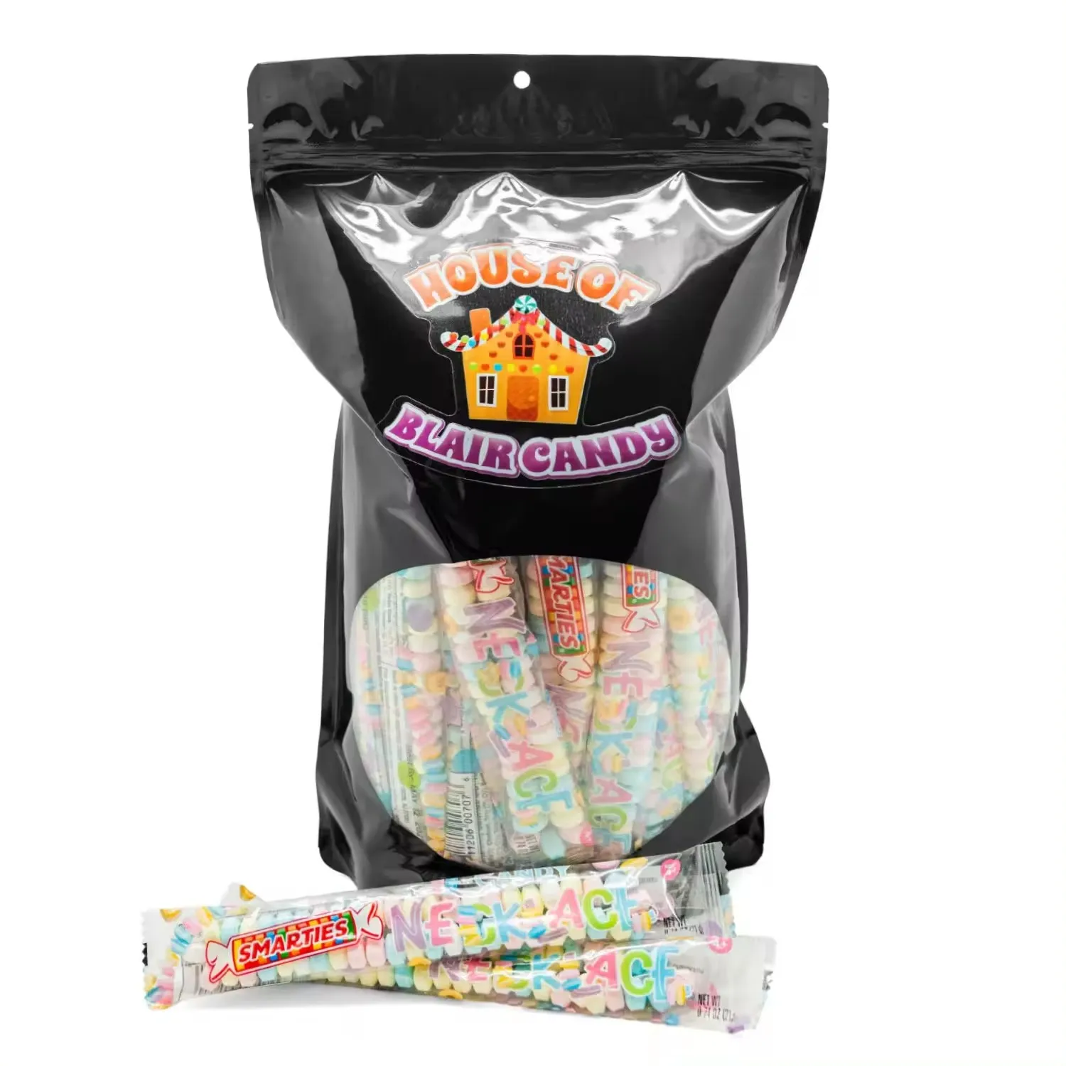 Individual Wrapped 50ct in Resealable Standup Candy Bag  Classic Flavors Stretchable Hard Candy 500pc/ct Necklace candy