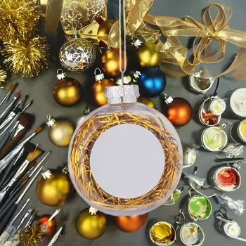 Personalized Custom Logo Blank Sublimation Plastic Christmas Decorations Ball Sublimation Blank Christmas Tree Ornaments Balls