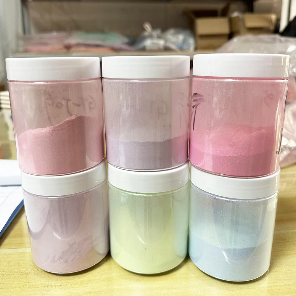 9 Colors Iridescence Solid Powder Nail Metallic Glitter Aurora Mirror Nail Chrome Powders