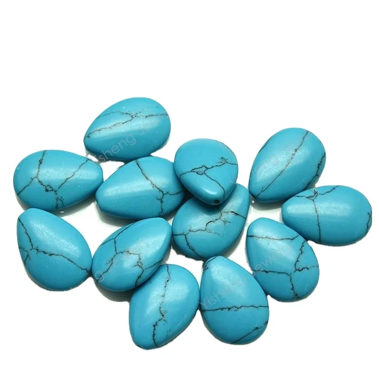 Gemstone 8x12mm Pear Drop With Hole Cabochon Synthetic Turquoise Stone