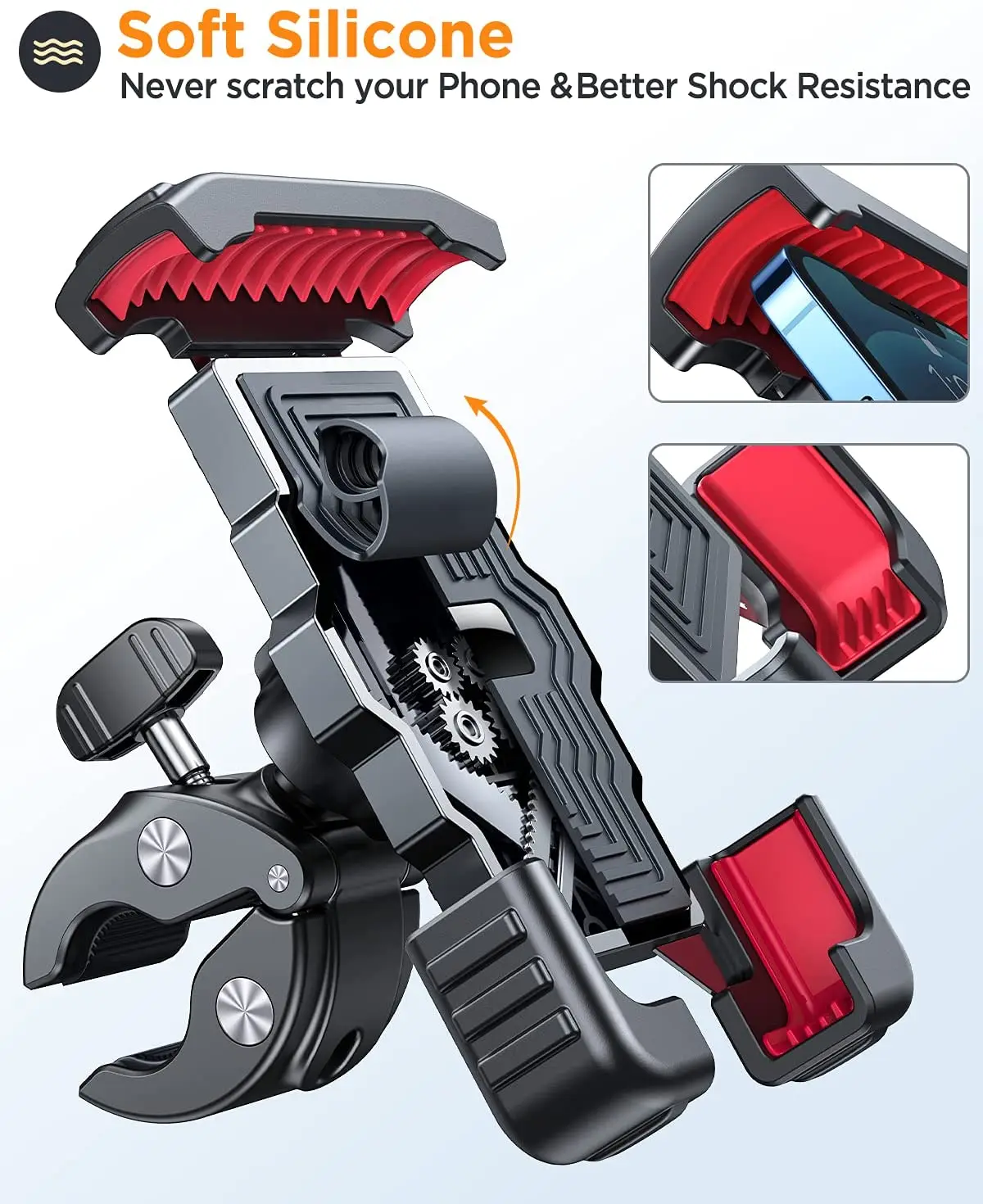 360 Rotating Smart Cellphone Silicone Bicycle Car Holder Mounting Stand Motor Bike Cell Phone Holder for Motorcycle Motorbikes