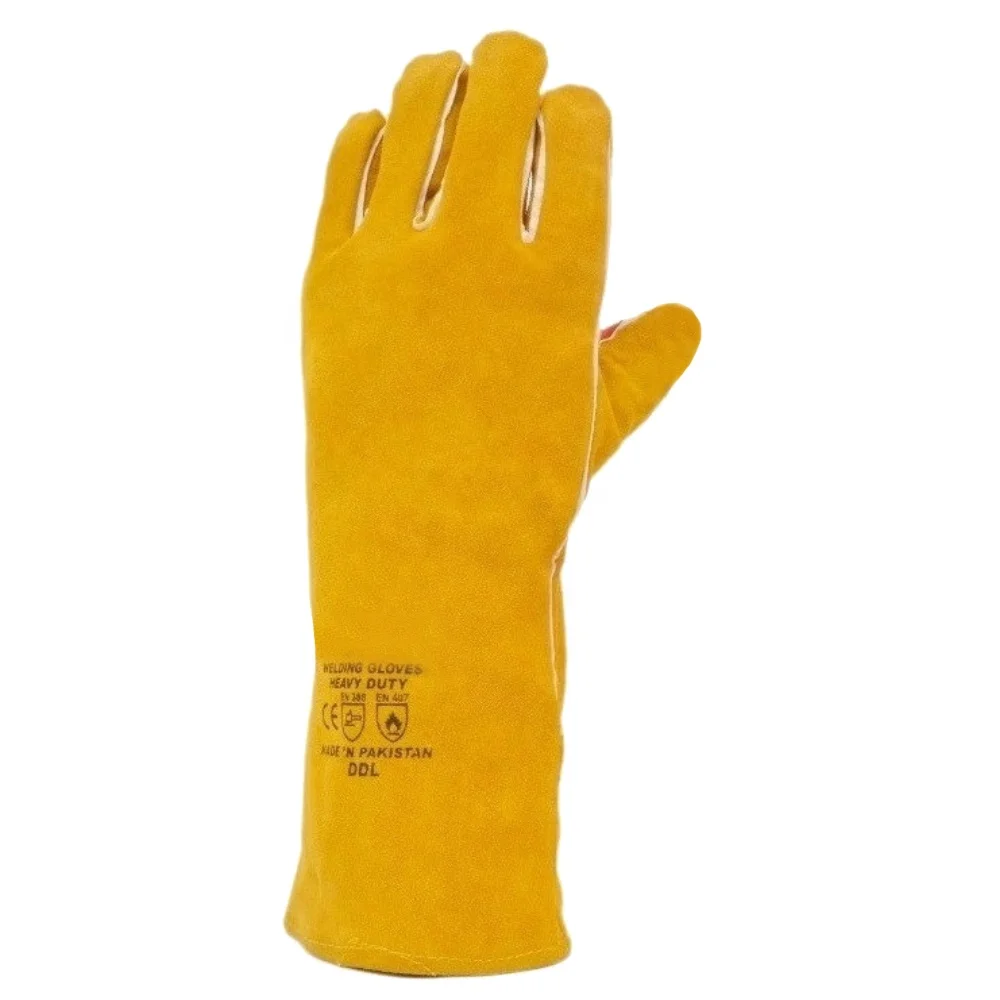 High Quality OEM Custom Logo Genuine Cow Split Leather Factory Manufacturing High Quality Safety Welding Gloves
