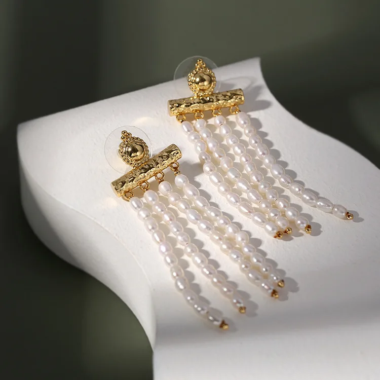 
Natural Freshwater Pearl Earrings Vintage Tassel Pearl Earrings Jewelry Women 