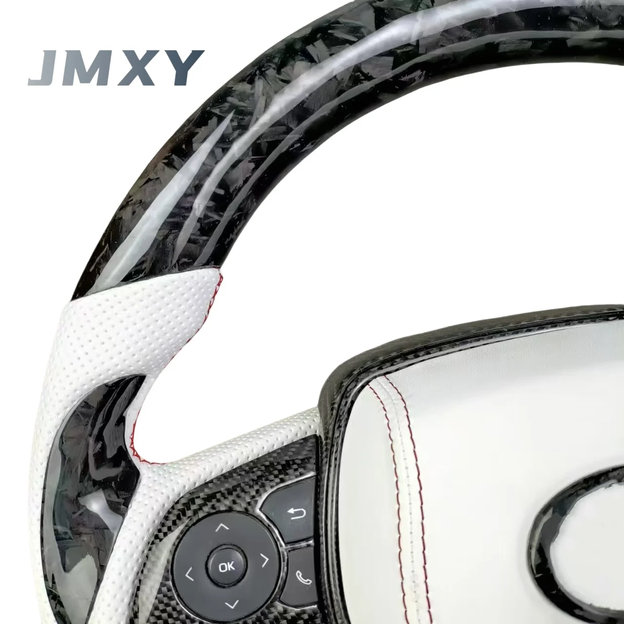 Customised white leather forged carbon fibre steering wheel suitable for Toyota Camry Corolla Highlander steering wheel