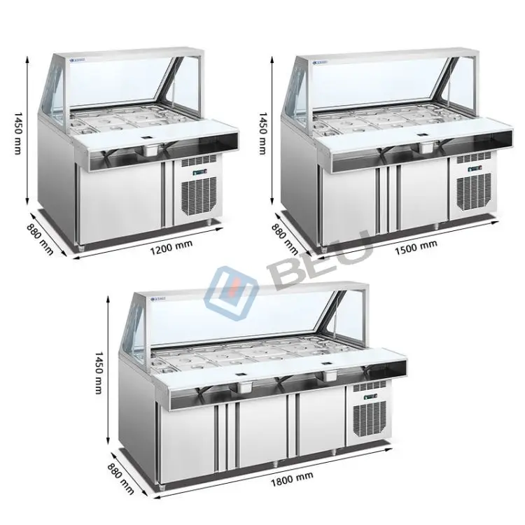 5ft Lift Glass Door Lid Salad Sandwich Pizza Fast Food Showcase Display Refrigeration Equipment