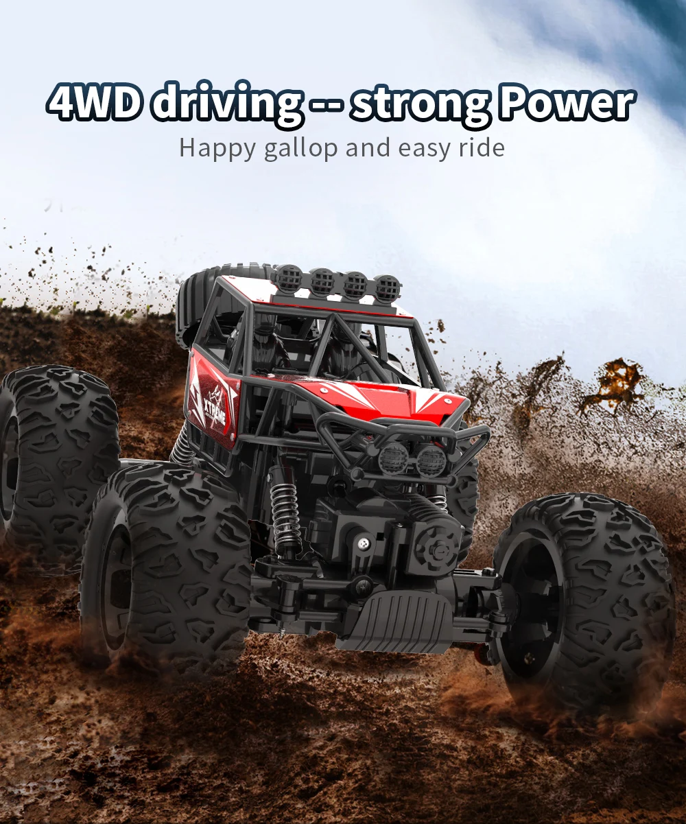Original 4wd crawler 1/16 scale off road 45 degree climbing all terrain conquer big wheel 40m 2.4g remote vehicle