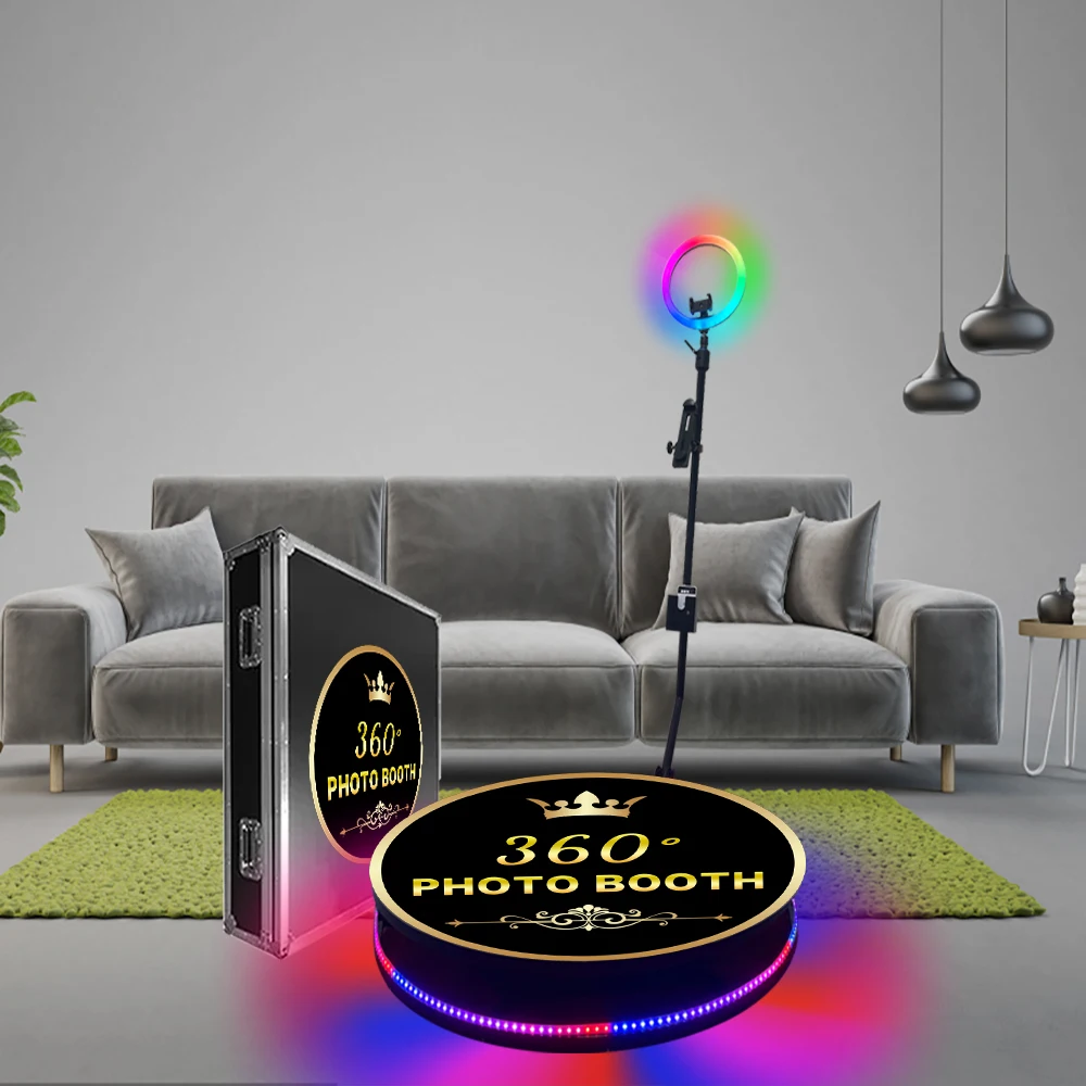 Best Selling Factory Straight Hair 115cm Overhead 360 Photo Booth Portable Battery Photo Booth 360 Booth with Led Lights