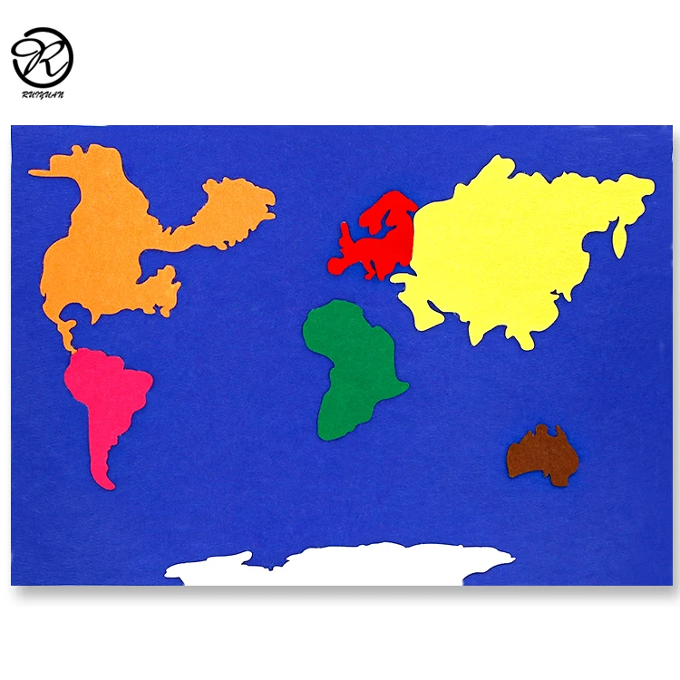 
new design felt continent world map felt baby education toys world map felt puzzle mat 