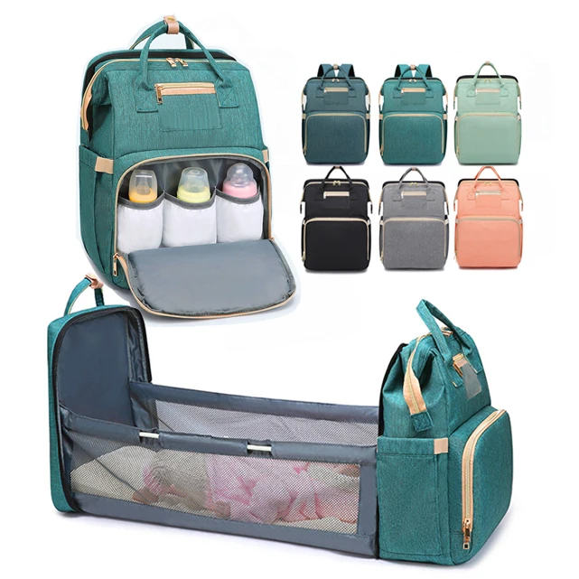 
diaper bag with baby changing bed custom LOGO multifunction waterproof usb mommy diaper backpack bag 