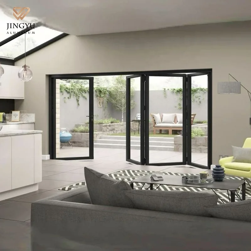 Hurricane-Proof 1800 X 2100 Bifold Door Durable Aluminum Accordion Patio Folding Door Glass