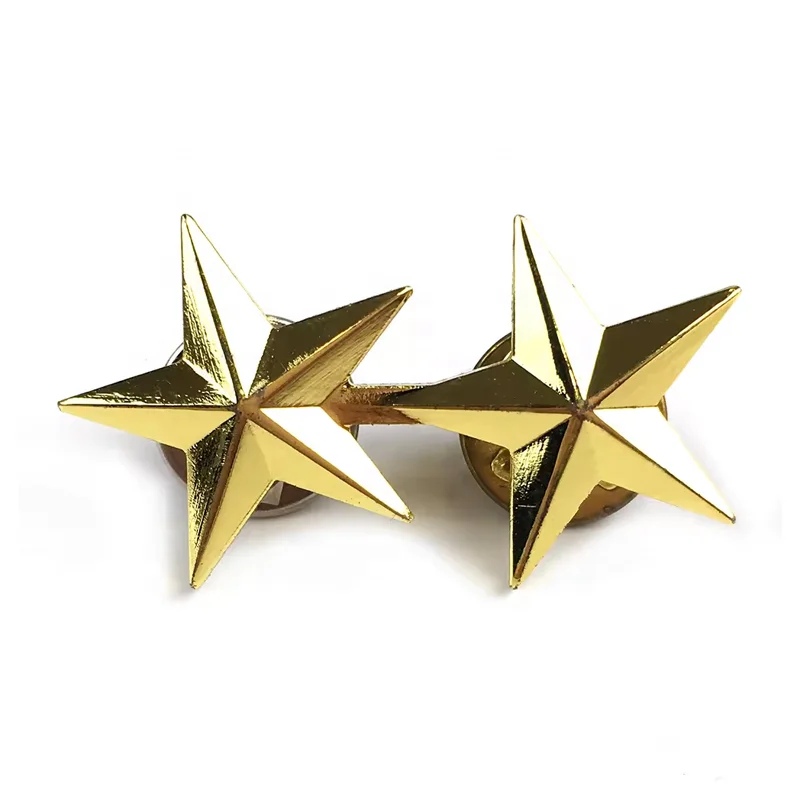 Wholesale Custom Star Brooch Pentacle Badge 3d Embossed Custom Gold Plated Metal Cast Star Badge