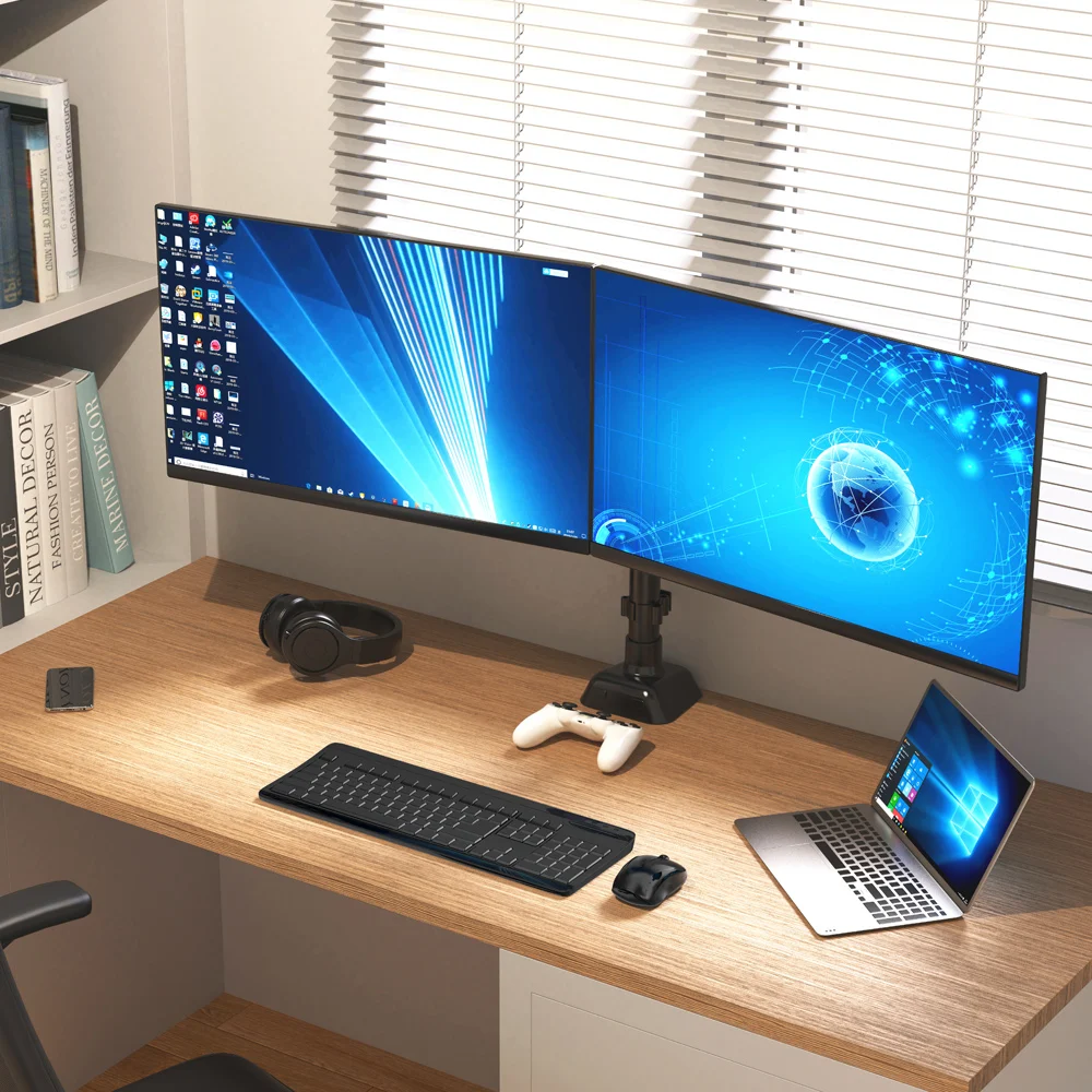 Adjustable Monitor Arm, VESA Mount with C Clamp, Grommet Mounting Base