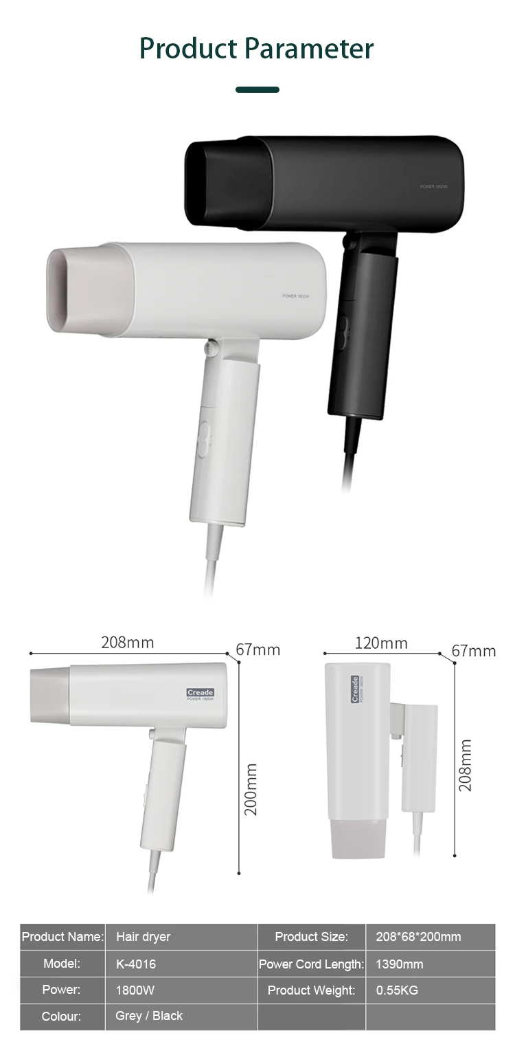 New Design Negative ion hair care Professional Hair dryer  1800W Powerful Hair Dryer